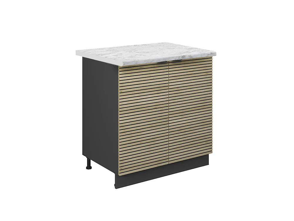 Meuble bas sous-évier panneau en chêne 80x60x82 fame-line