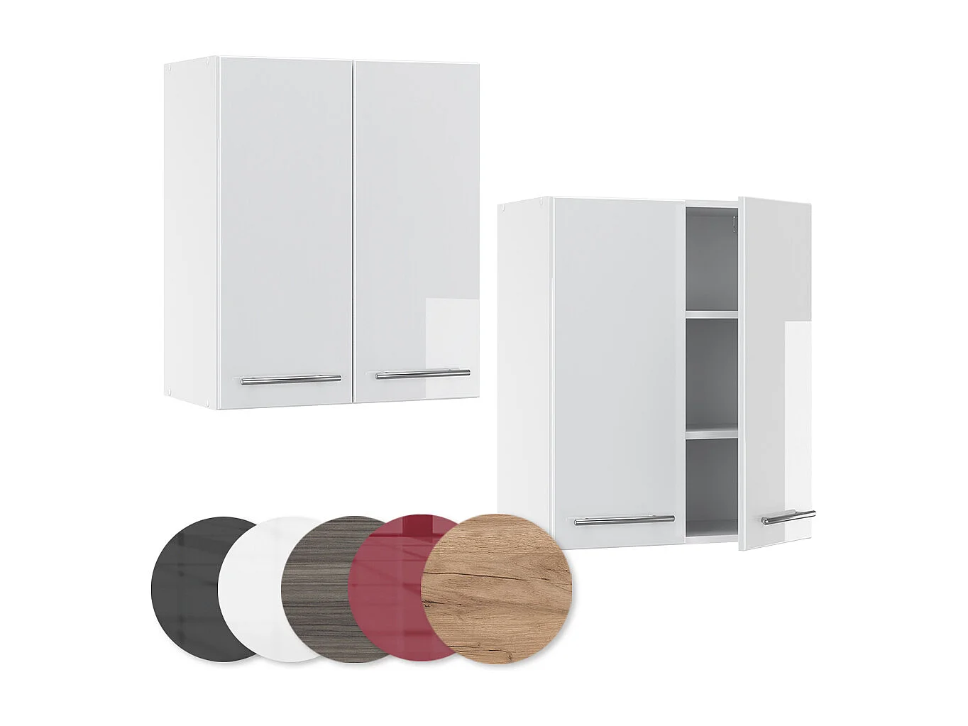 Elément haut de cuisine blanc haute brillance 60x34.1x72 fame-line