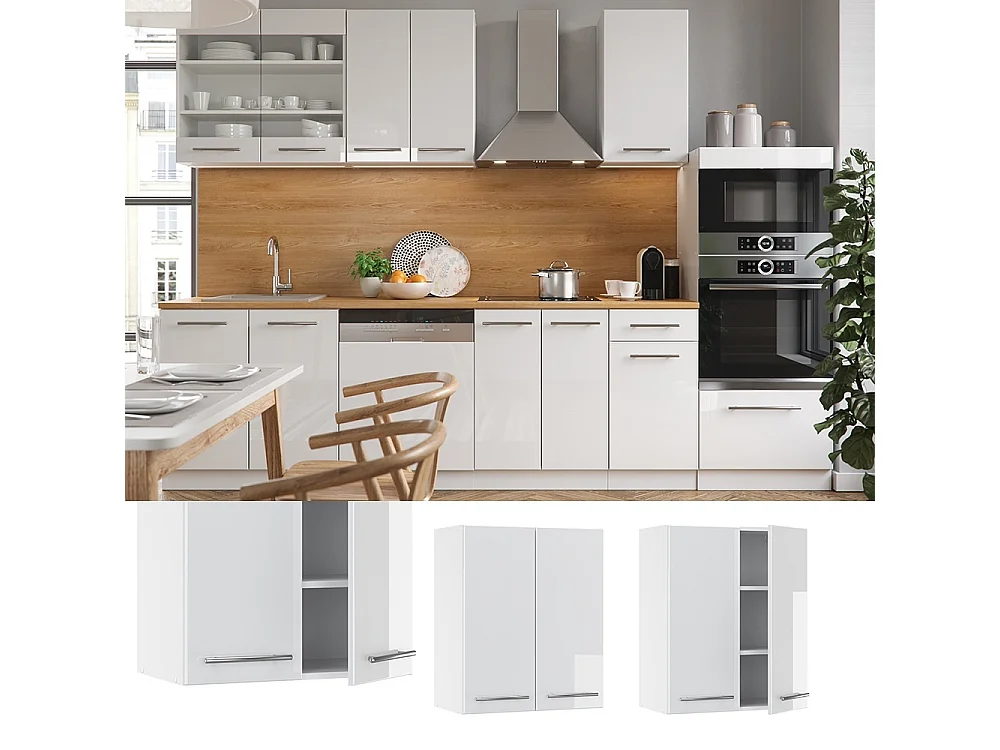 Elément haut de cuisine blanc haute brillance 60x34.1x72 fame-line