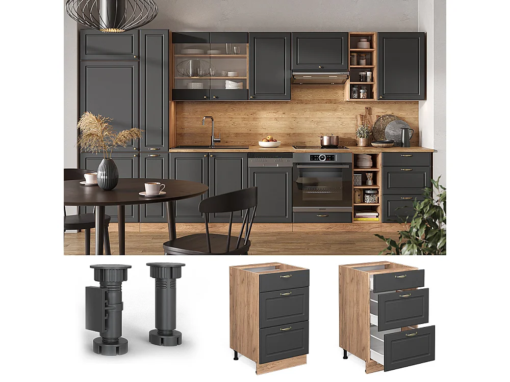 Meuble cuisine anthracite-or 50x51.6x82 fame-line