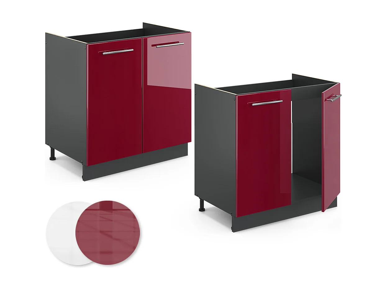 Spülenunterschrank bordeaux hochglanz 80x60x82 fame-line