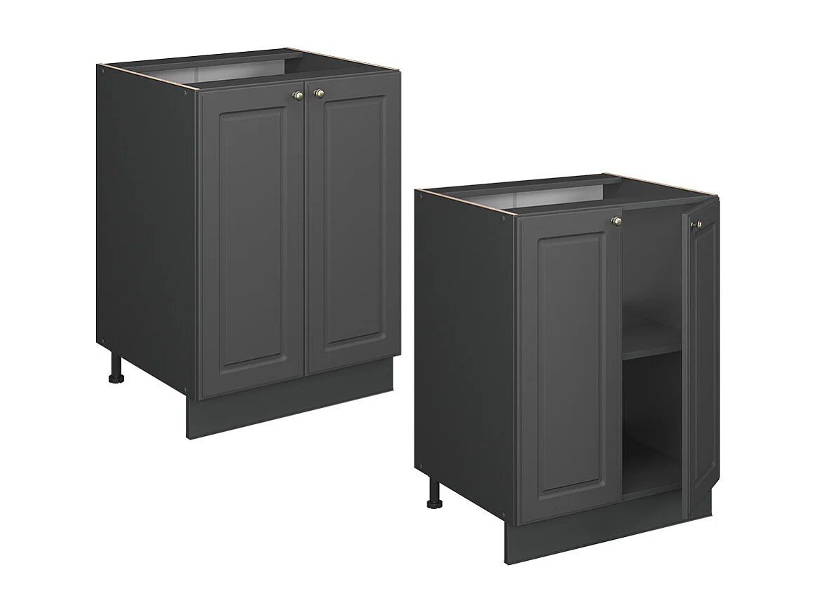 Meuble bas de cuisine anthrazit-gold landhaus 60x60x82 fame-line