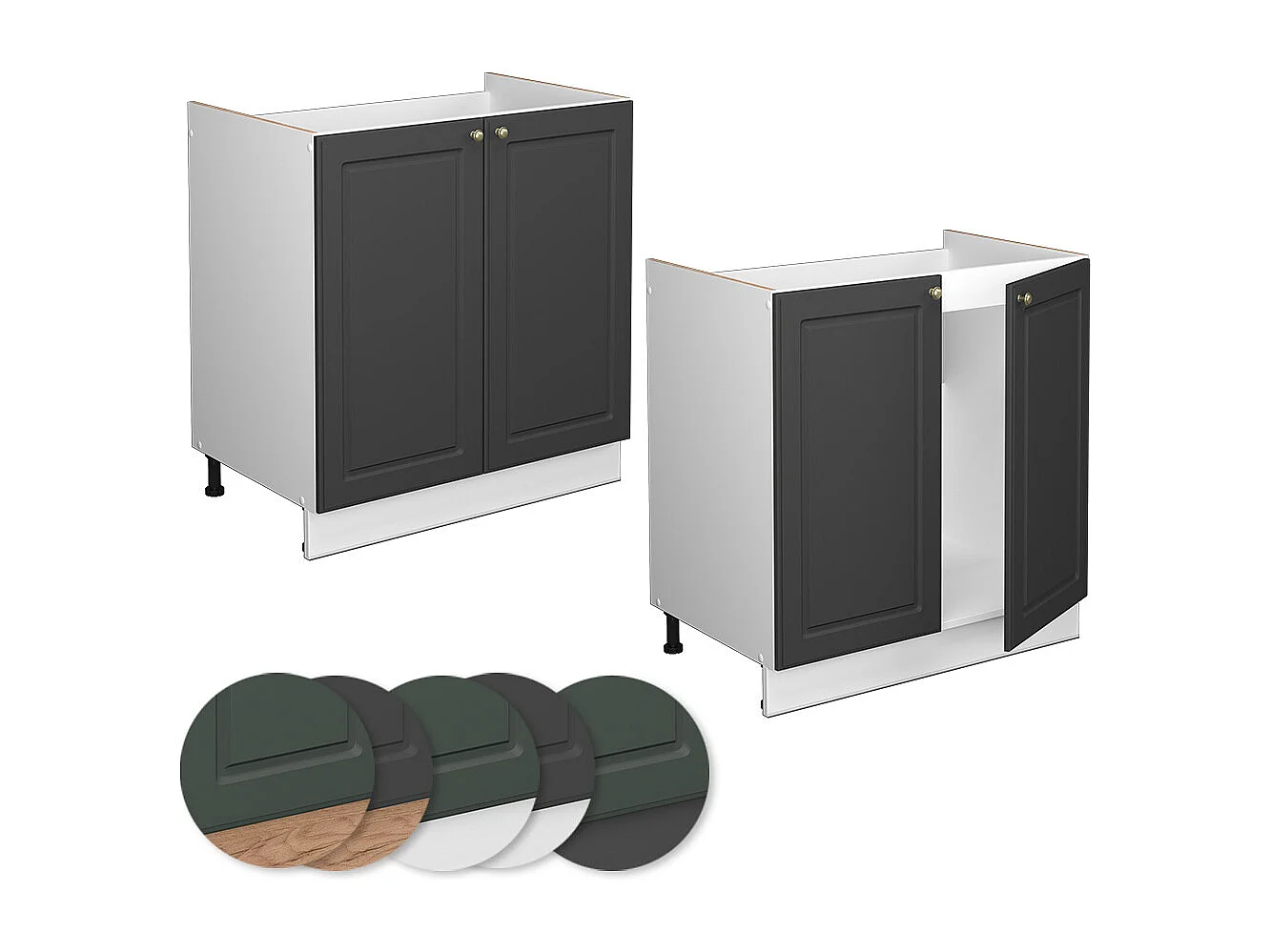 Meuble bas sous-évier anthracite-or 80x60x82 fame-line