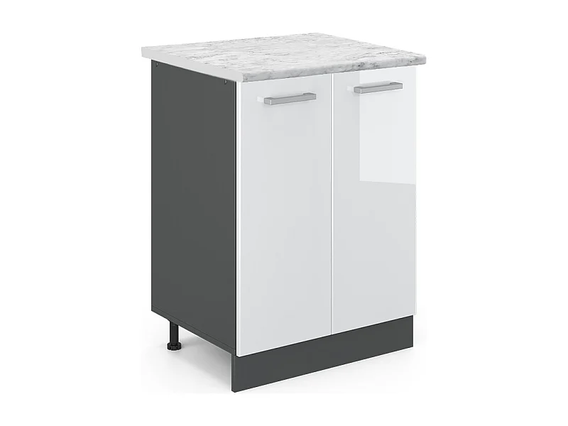 Meuble bas de cuisine blanc haute brillance 60x46x81.6 r-line