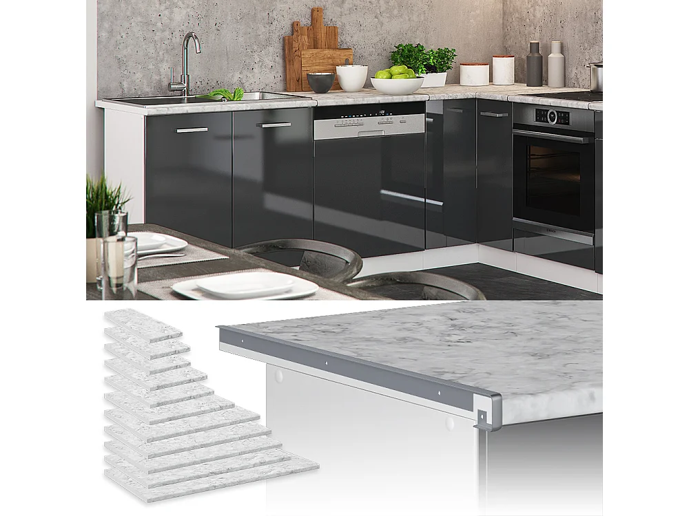 Plan de travail cuisine blanc/marbre 30x60x2.8 r-line