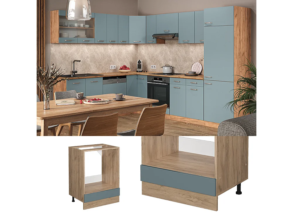 Meuble pour four bleu-gris 60x46x81.6 r-line