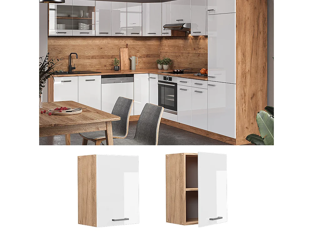 Elément haut de cuisine blanc haute brillance 45x31x60 r-line