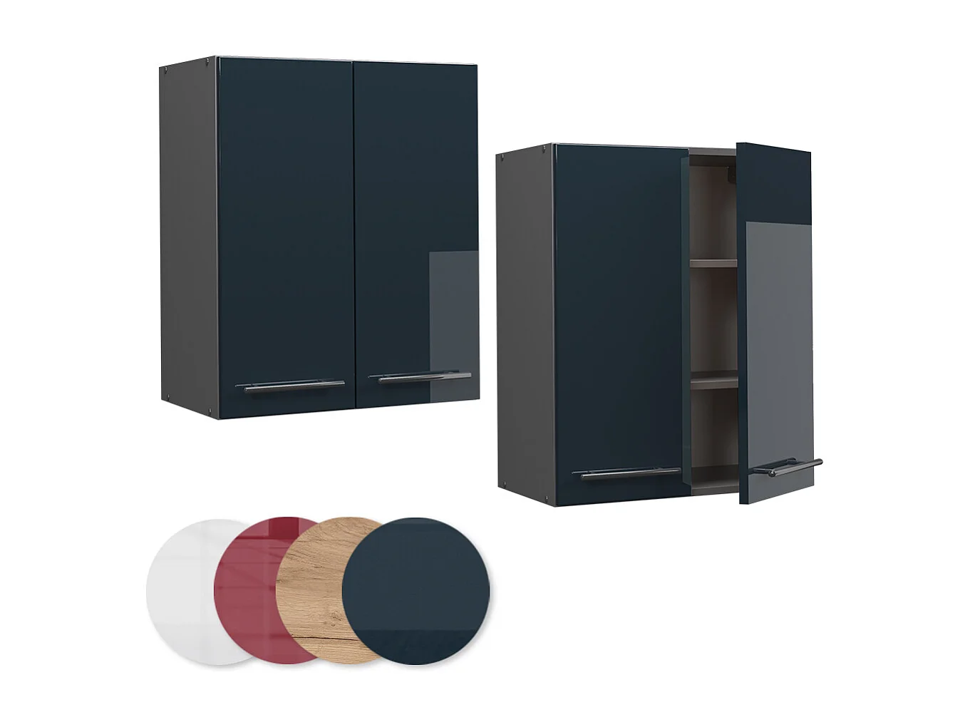 Pensile da cucina blu scuro lucido 60x34.1x72 fame-line