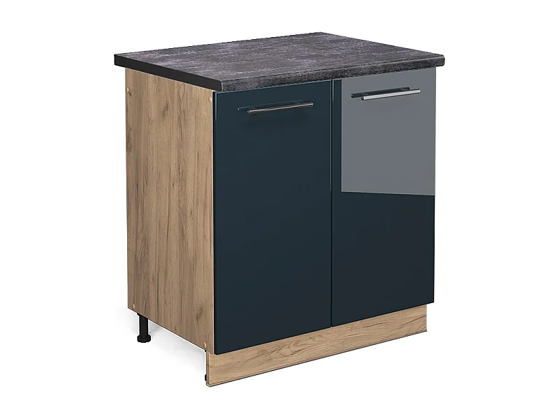Armario bajo para fregadero azul oscuro alto brillo 80x60x82 fame-line