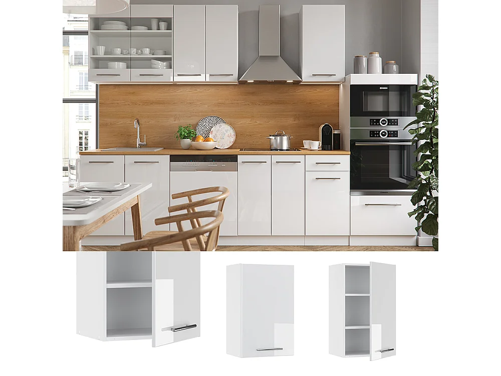 Elément haut de cuisine blanc haute brillance 45x34.1x72 fame-line