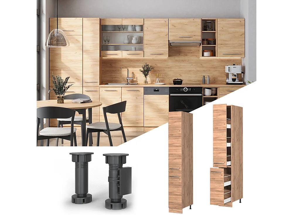 Meuble haute de cuisine chêne de force doré 30x58x206.8 fame-line