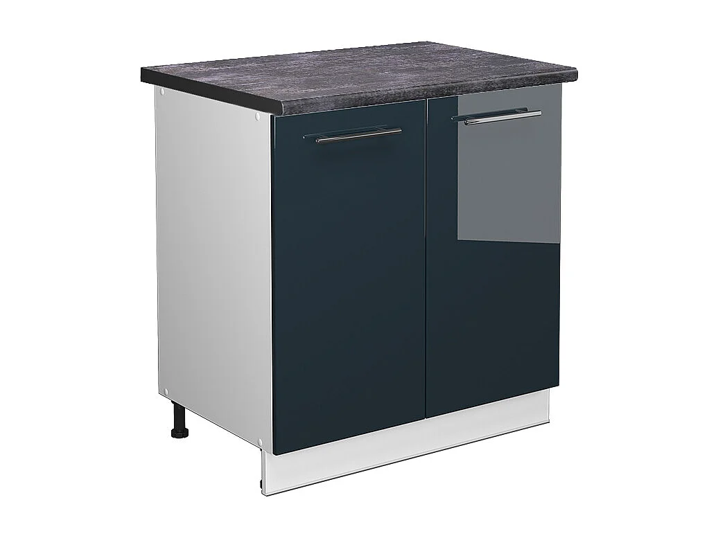 Meuble bas sous-évier bleu foncé brillant 80x60x82 fame-line