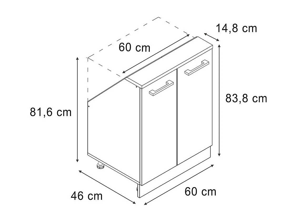 Köksskåp för sluttande tak betong 60x46x81.6 r-line