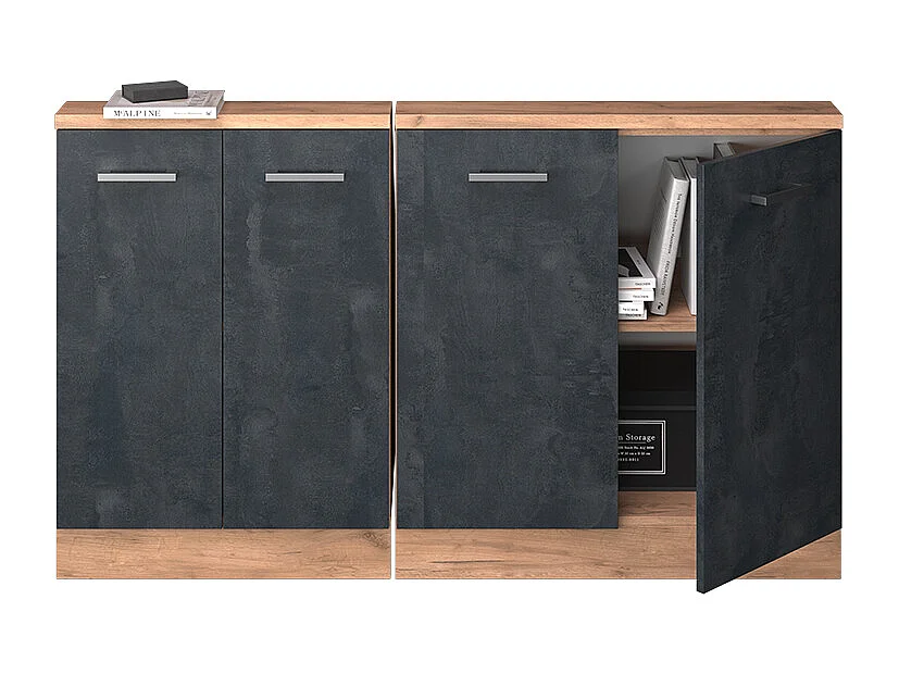 Armario de cocina para techo inclinado hormigón negro 140x46x81.6 r-line