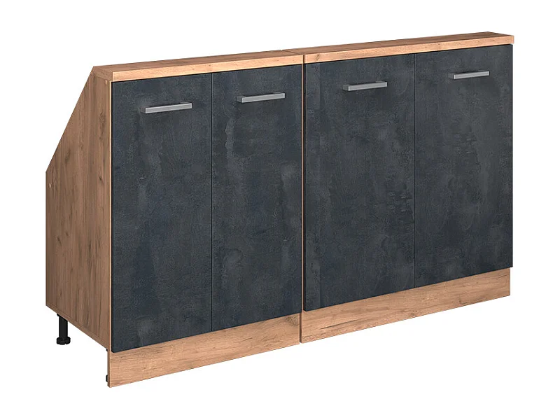 Küchenschrank für Dachschrägen schwarz beton 140x46x81.6 r-line
