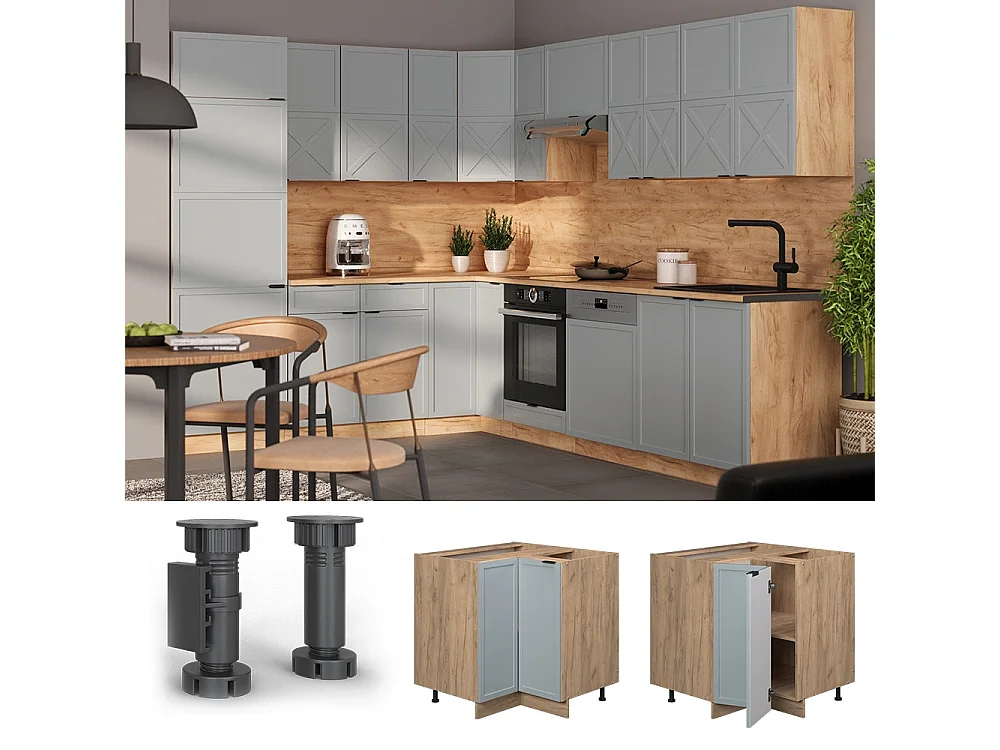 Mobile ad angolo cucina blu-grigio chiaro 80.5x60x82 fame-line
