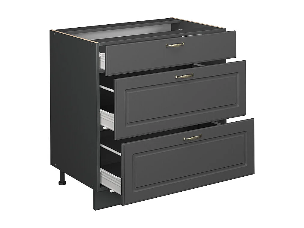 Mueble bajo de cocina antracita-oro landhaus 80x60x82 fame-line