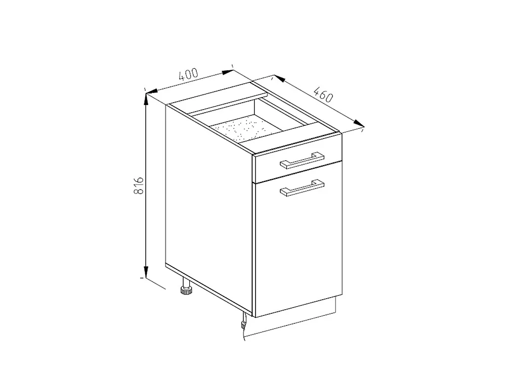 Meuble cuisine chêne de force doré 40x60x81.6 r-line