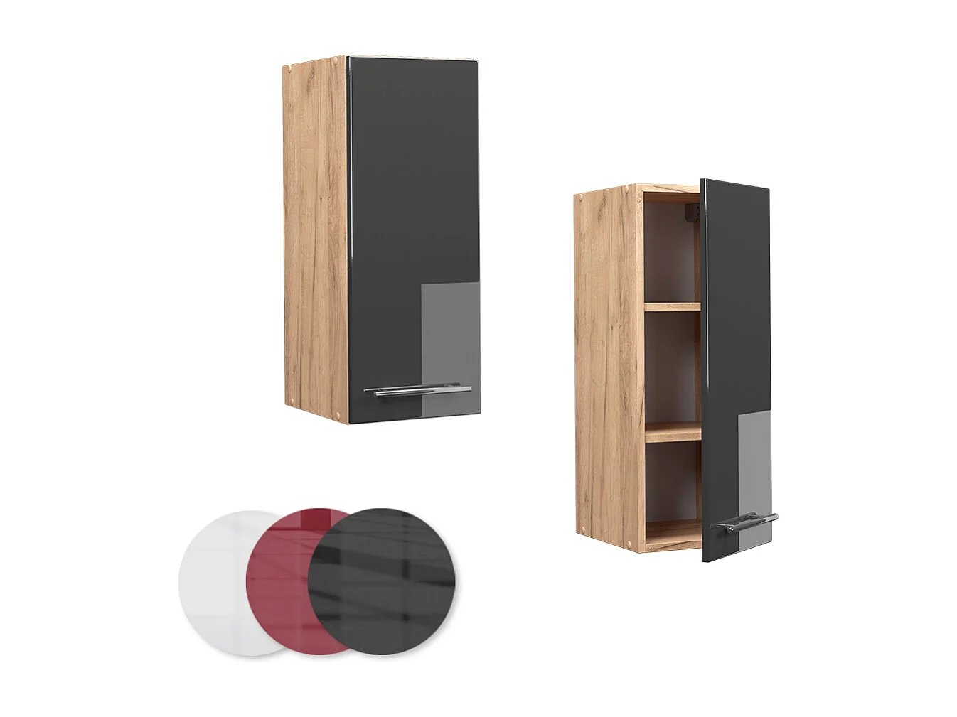 Elément haut de cuisine anthracite haute brillance 30x34.1x72 fame-line