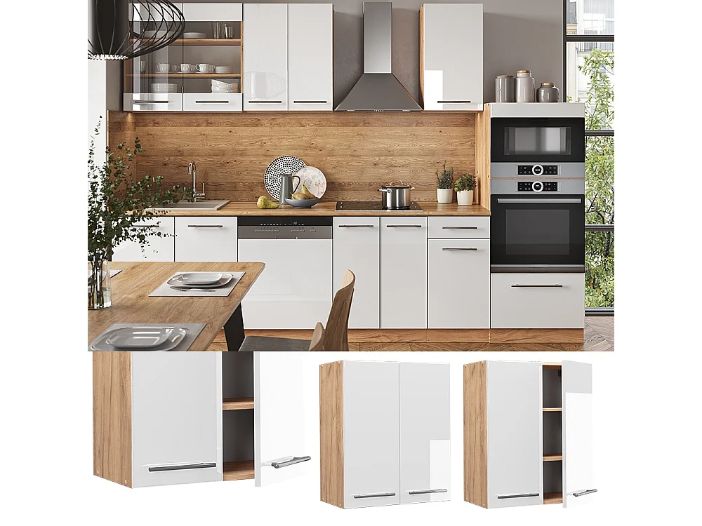 Elément haut de cuisine blanc haute brillance 60x34.1x72 fame-line