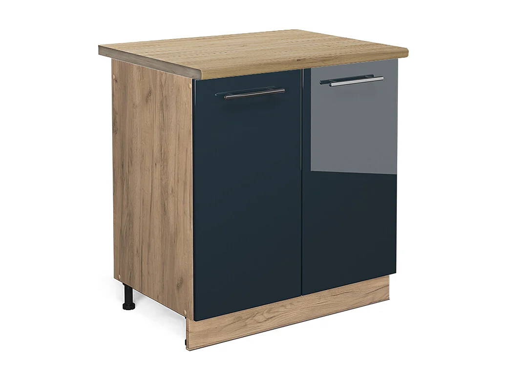 Meuble bas sous-évier bleu foncé brillant 80x60x82 fame-line