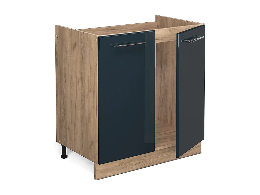 Meuble bas sous-évier bleu foncé brillant 80x60x82 fame-line