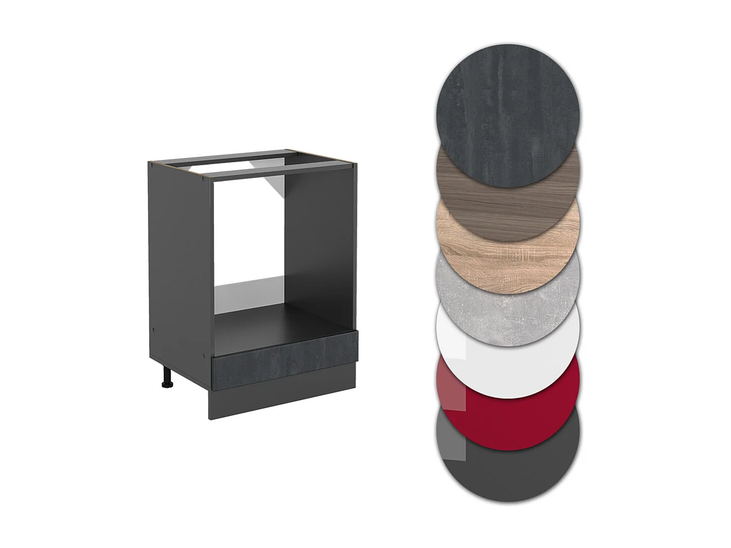 Meuble pour four béton noir 60x46x81.6 r-line