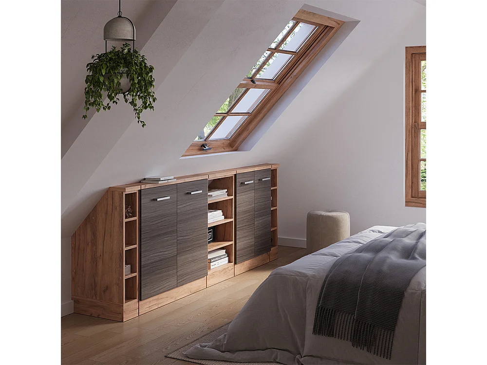 Armario de cocina para techo inclinado gris noble 215x46x81.6 r-line