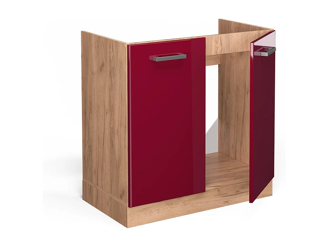 Meuble bas sous-évier rouge brillant 80x46x81.6 r-line