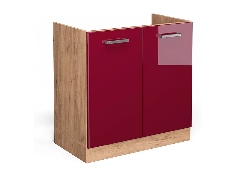 Meuble bas sous-évier rouge brillant 80x46x81.6 r-line