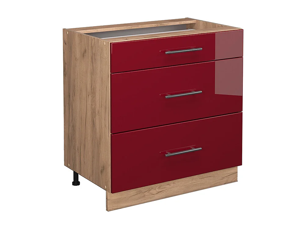 Mueble bajo de cocina rojo burdeos alto brillo 80x51.6x82 fame-line