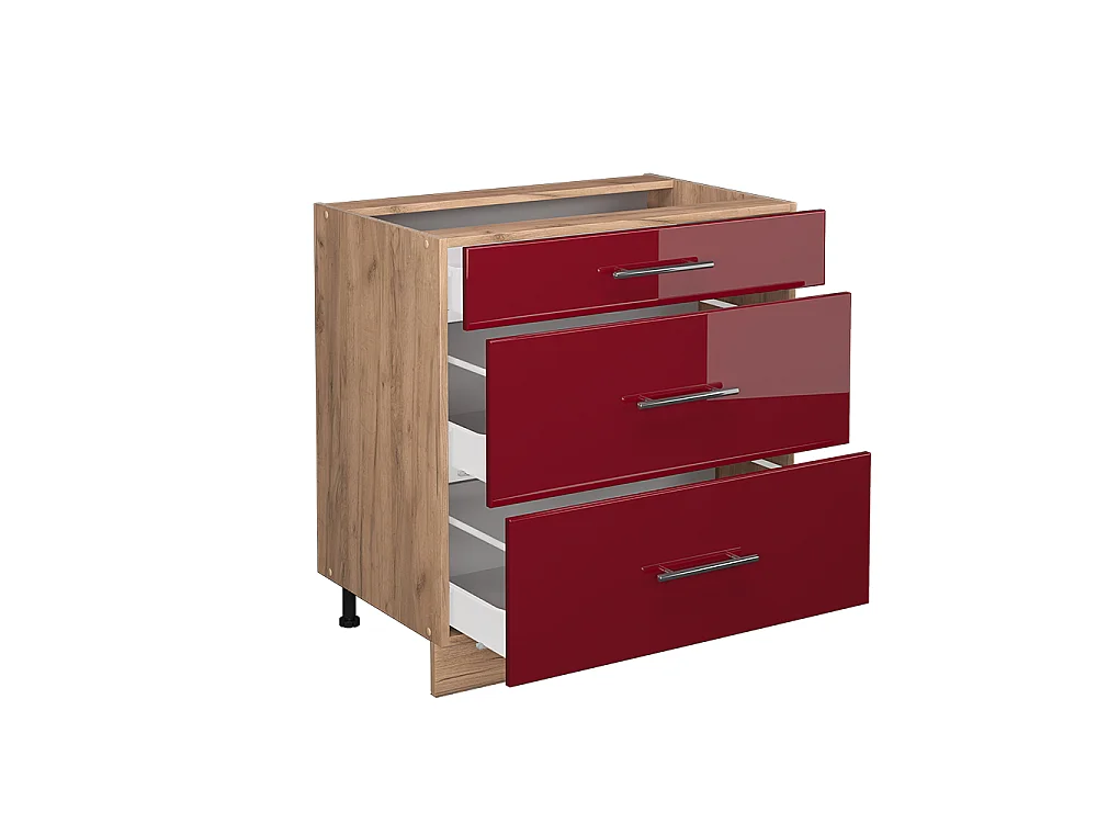 Meuble cuisine rouge bordeaux haute brillance 80x51.6x82 fame-line