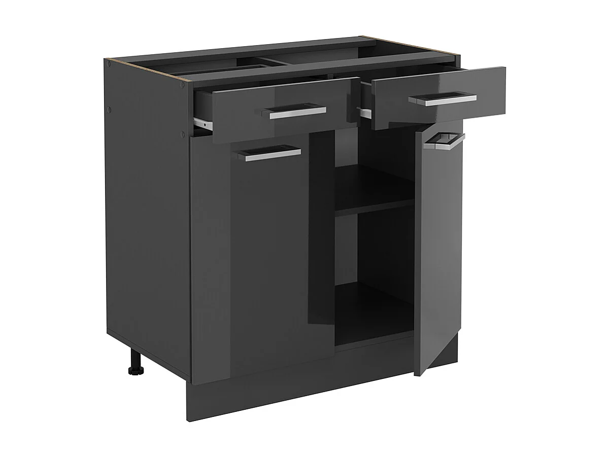 Meuble cuisine anthracite haute brillance 80x60x81.6 r-line