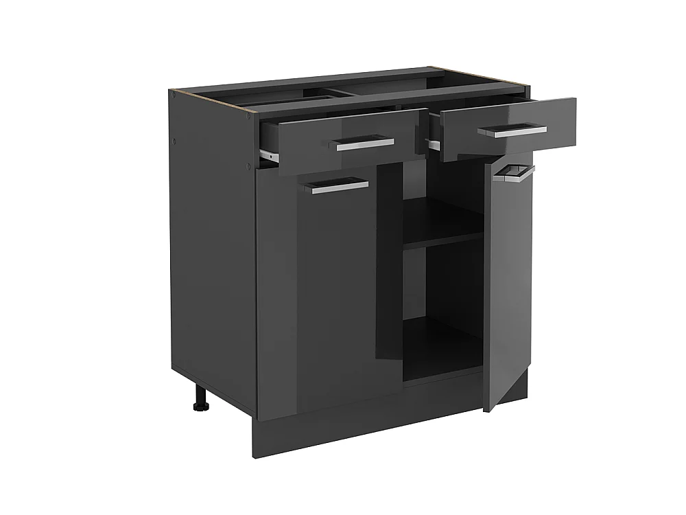 Armário baixo de cozinha antracite alto brilho 80x60x81.6 r-line