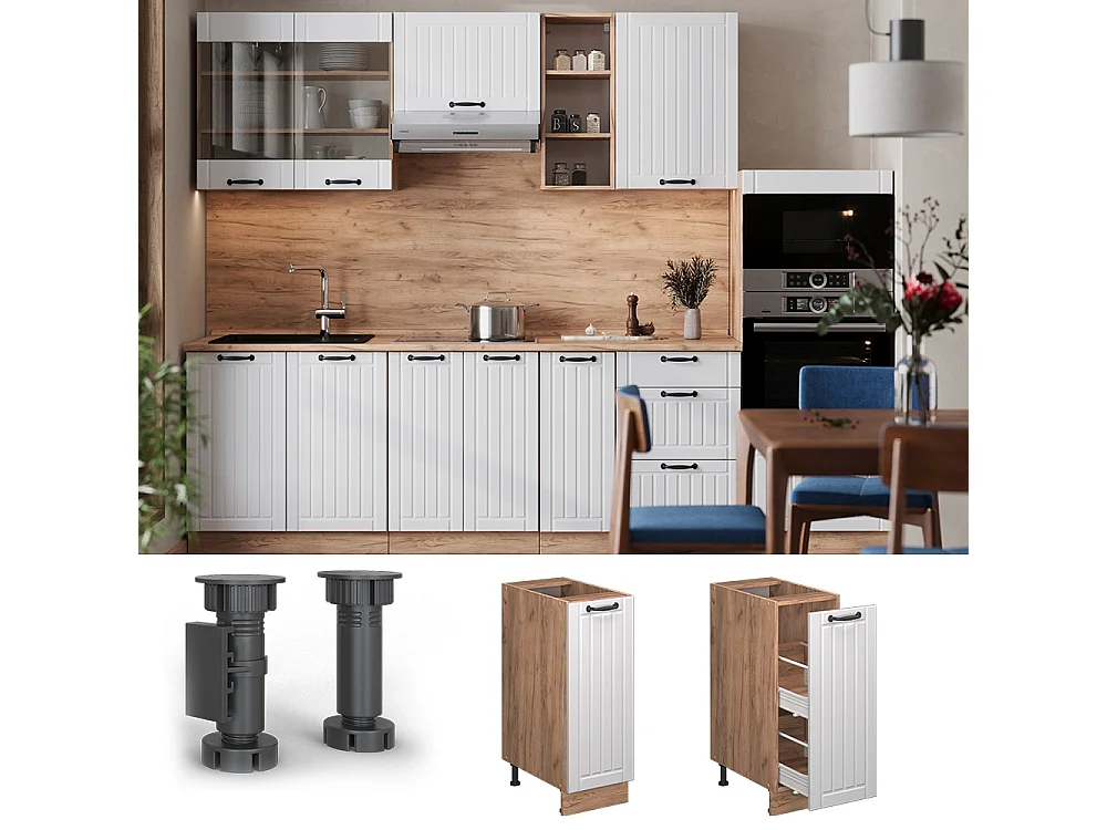 Armadio cucina dispensa alto Bianco rustico 30x60x82 fame-line