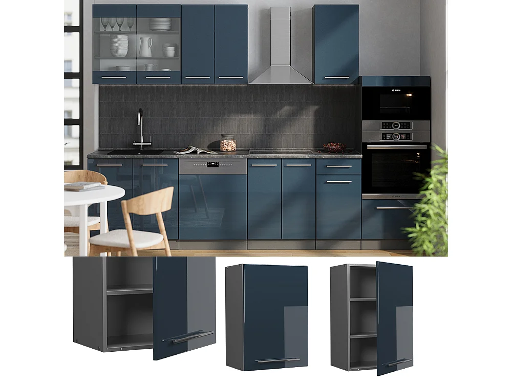 Pensile da cucina blu scuro lucido 50x34.1x72 fame-line