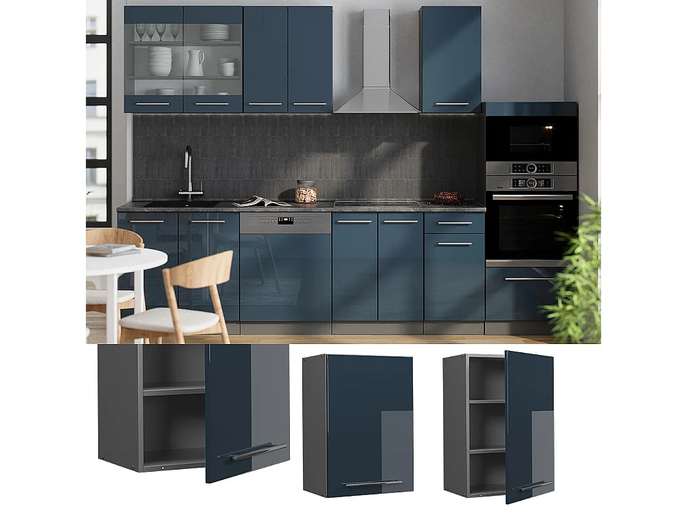 Wall cabinet dark blue high gloss 50x34.1x72 fame-line