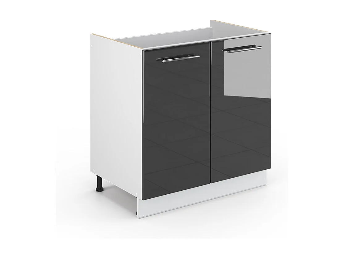 Armario bajo para fregadero antracita alto brillo 80x51.6x82 fame-line