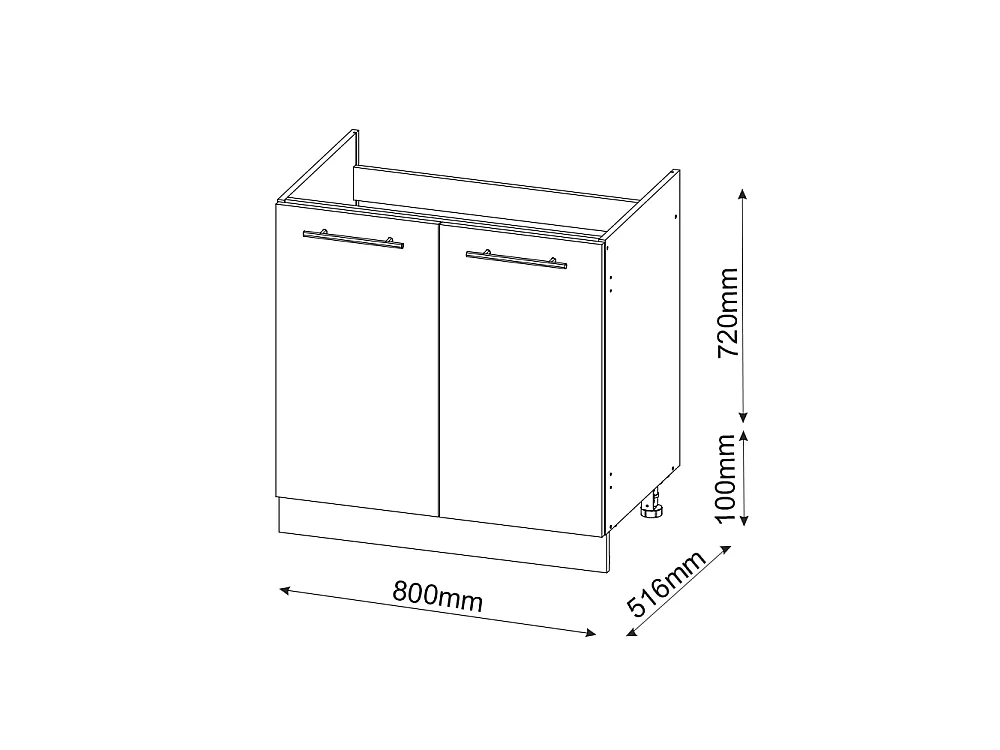 Spülenunterschrank anthrazit hochglanz 80x51.6x82 fame-line