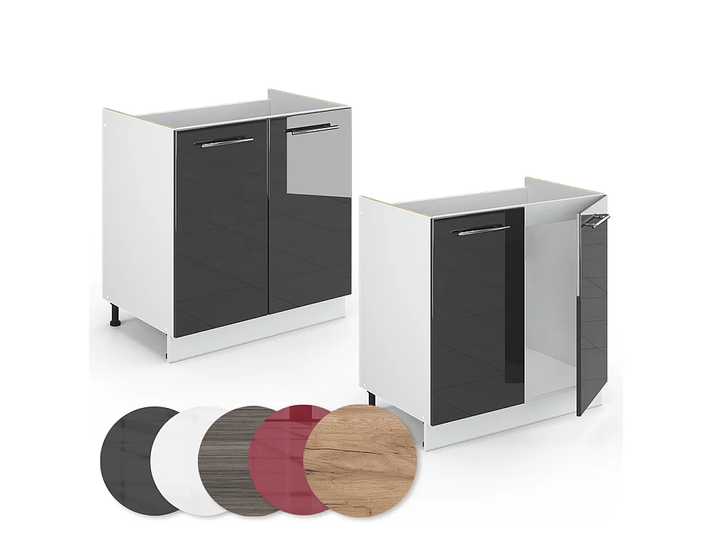Spülenunterschrank anthrazit hochglanz 80x51.6x82 fame-line
