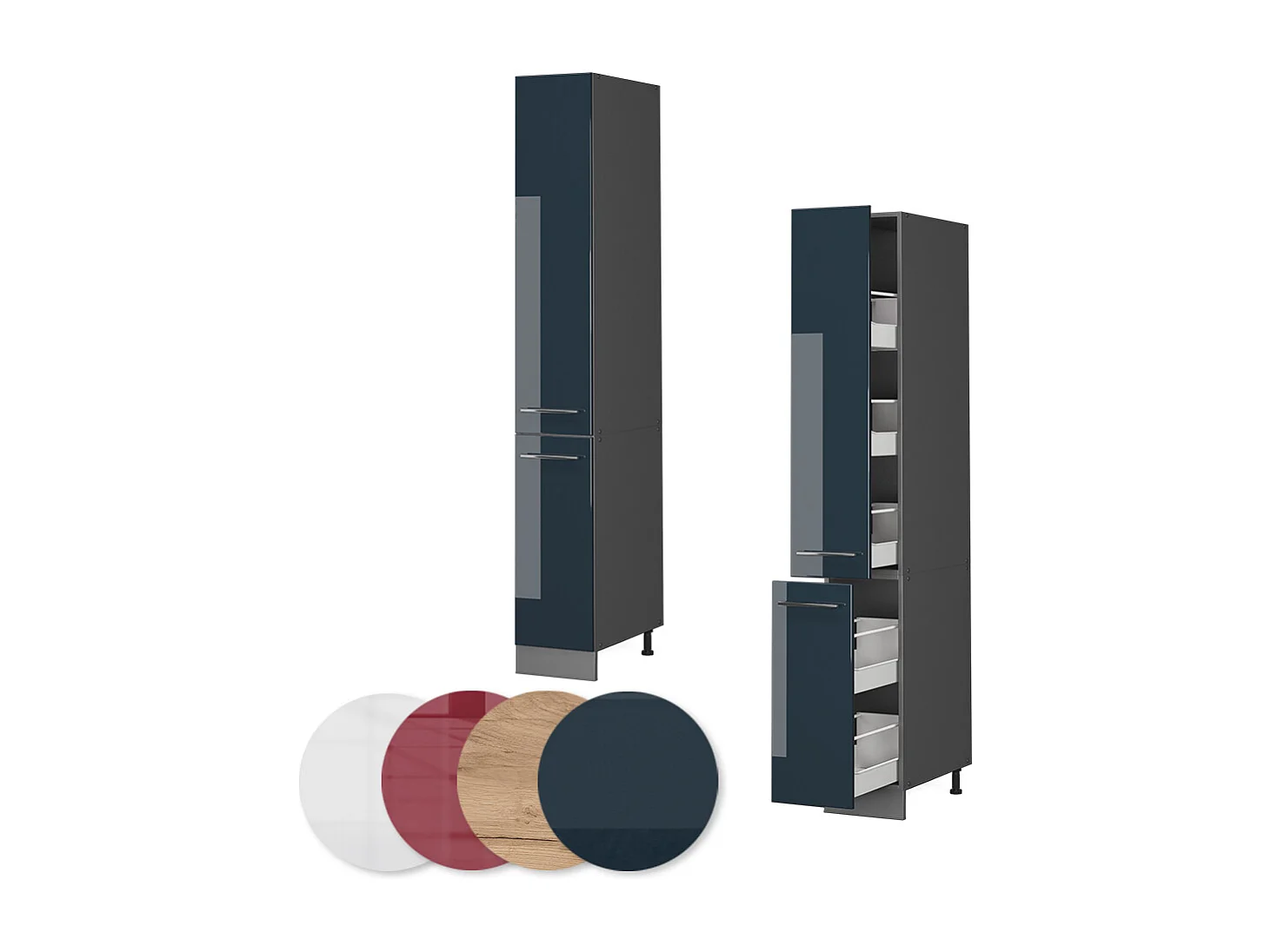 Mueble bajo de cocina azul oscuro alto brillo 30x58x206.8 fame-line