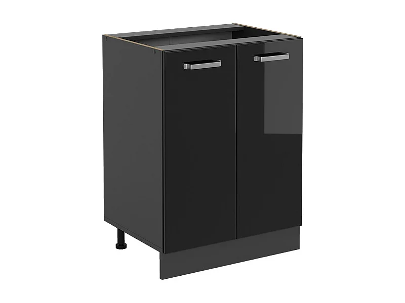 Meuble bas de cuisine noir haute brillance 60x46x81.6 r-line