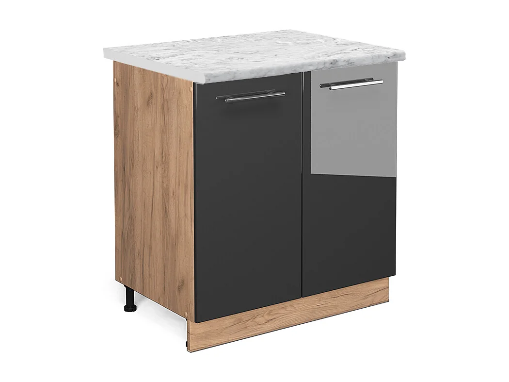 Meuble bas sous-évier anthracite haute brillance 80x60x82 fame-line