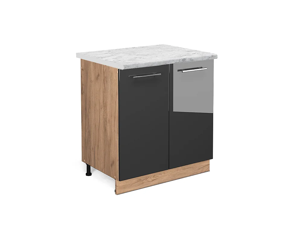 Meuble bas sous-évier anthracite haute brillance 80x60x82 fame-line
