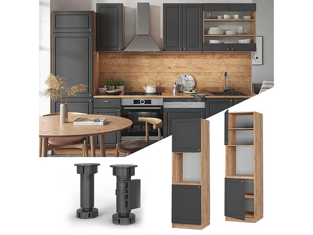 Armario para horno empotrado antracita-oro 60x58x206.8 fame-line