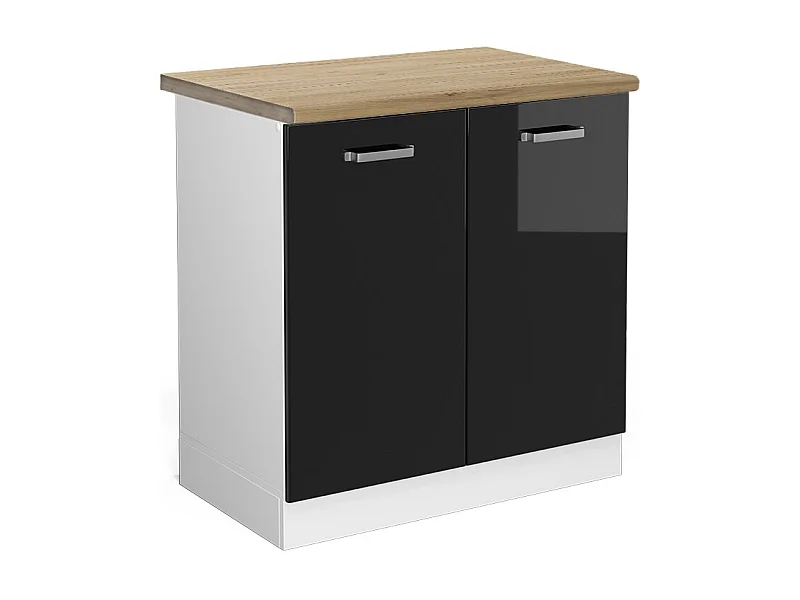 Meuble bas sous-évier noir haute brillance 80x60x81.6 r-line