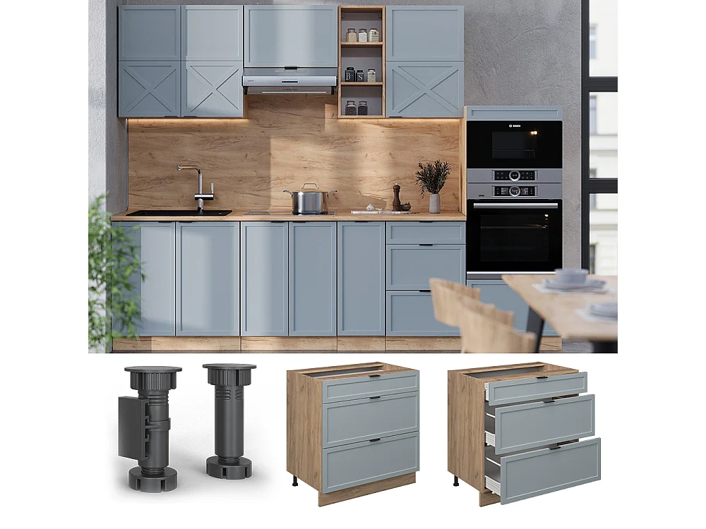 Küchenunterschrank hellblau-grau 80x60x82 fame-line