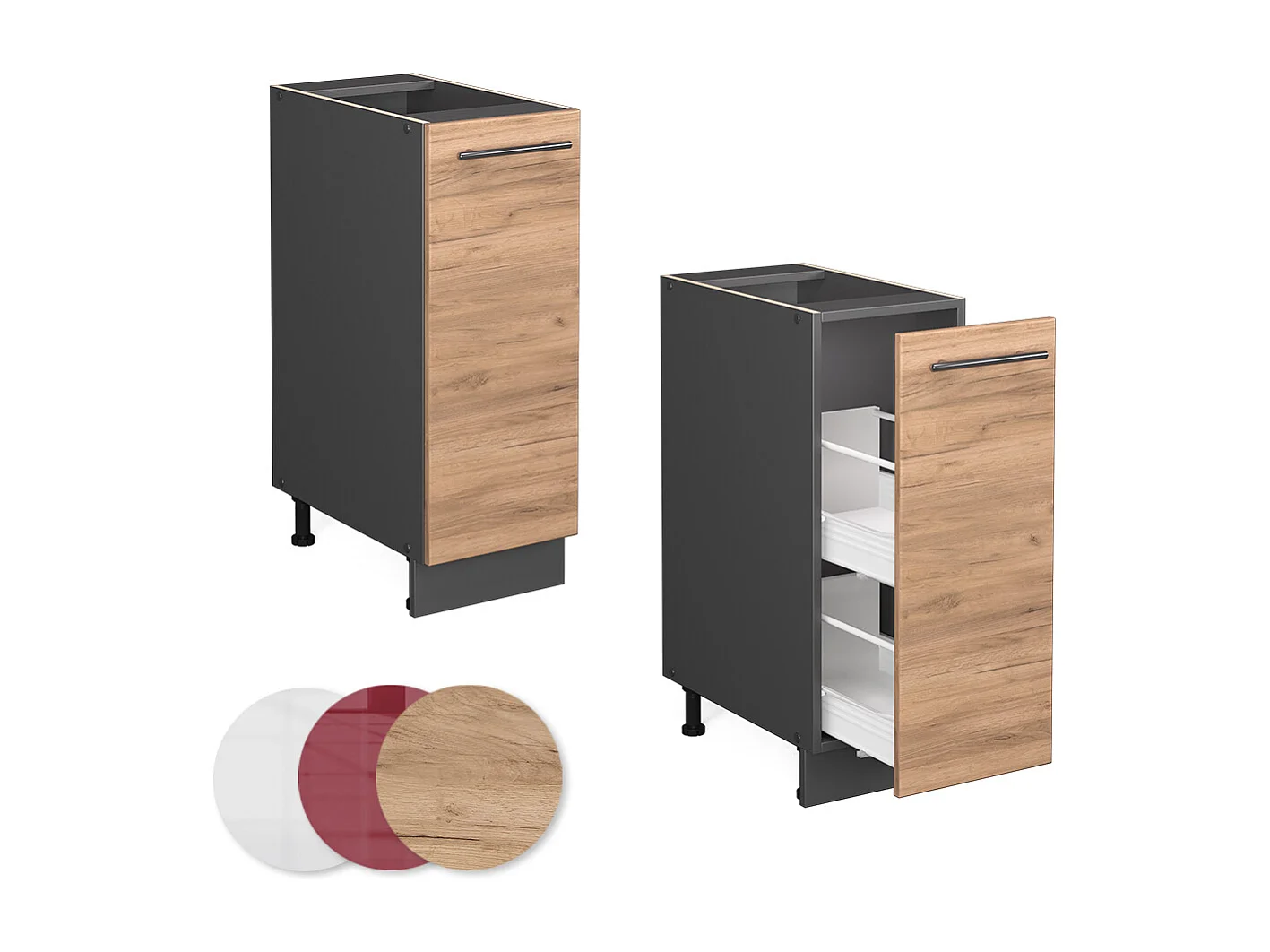 Meuble de cuisine chêne de force doré 30x60x82 fame-line