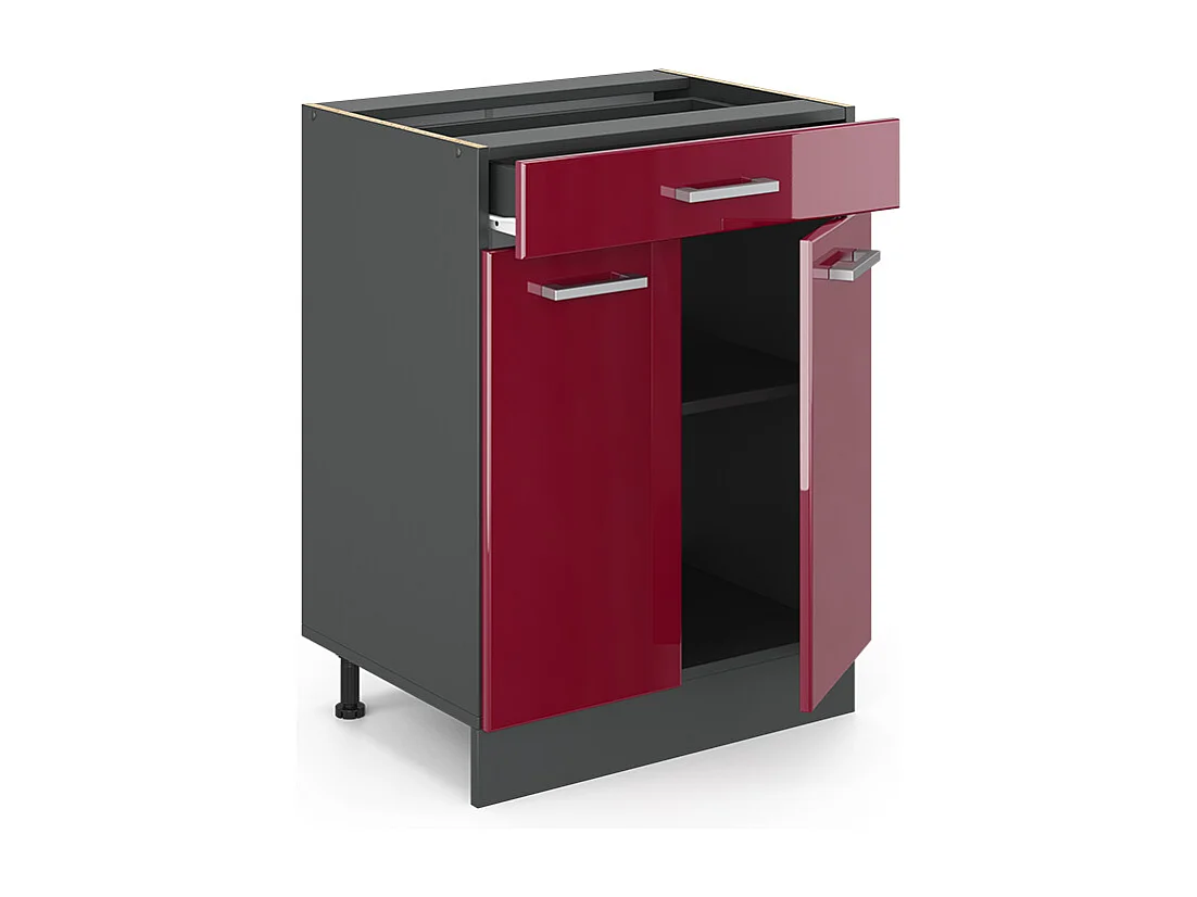 Mobiletto base per cucina rosso lucido 60x46x81.6 r-line