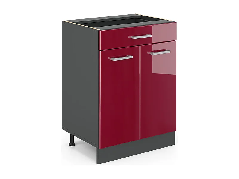 Mueble bajo de cocina rojo de alto brillo 60x46x81.6 r-line